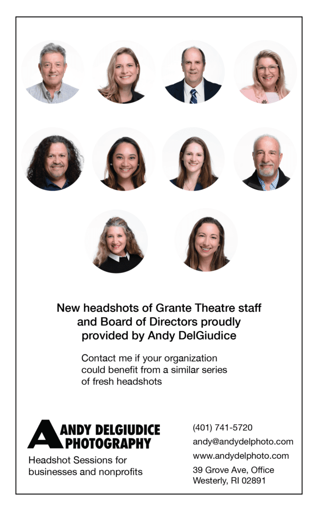 Headshots on a white background used in a print page of the Granite Theatre's playbill.