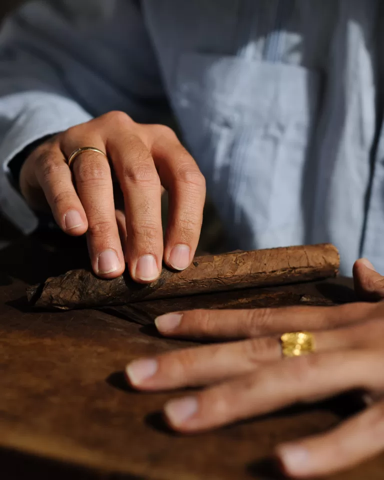 A photograph of a hand rolled cigar.